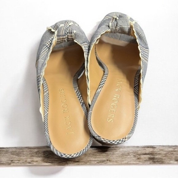 🌻 NEW Jack Rogers Midnight "Holly" Plaid Open Toe Knotted Slide Mules Heel 7.5 - Picture 8 of 13